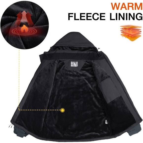 Men's Ski Snow Jacket Waterproof Winter Snow Coat Windproof Warm Fleece Lining H - Picture 5 of 7